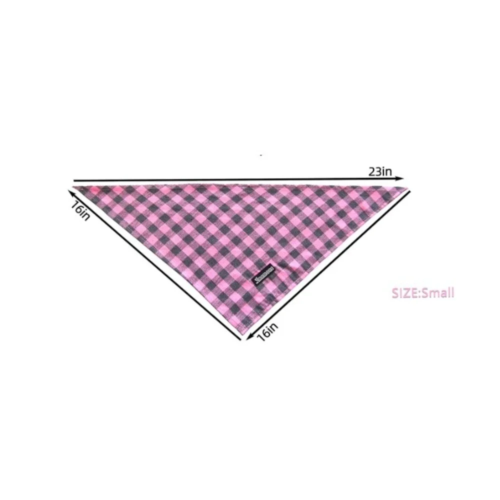 Plaid Dog Cats‎ Bandanas,4PC Soft Washable Cotton Triangle Bib Kerchief Small
